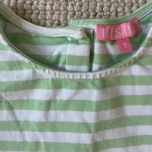 Bisby Helen Dress in Green and White Stripe - Picture 2 of 7